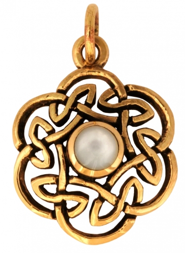 Nuada - Keltischer Knoten Perlmutt (Kettenanhänger in Bronze)