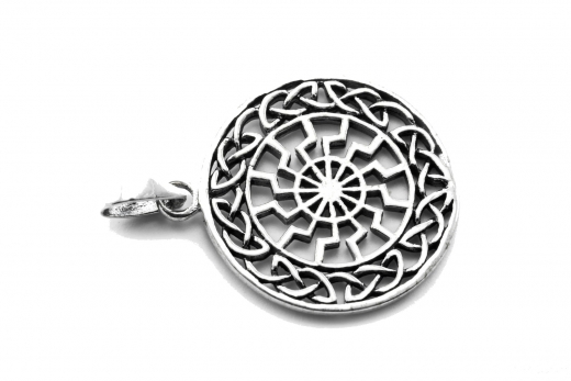Schwarze Sonne mit Wikinger-Knoten (Kettenanhänger in Silber)