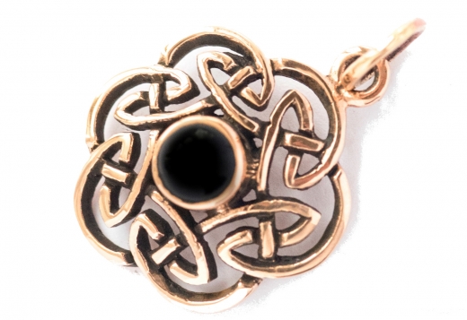 Nuada - keltischer Knoten - Onyx (Kettenanhänger in Bronze)