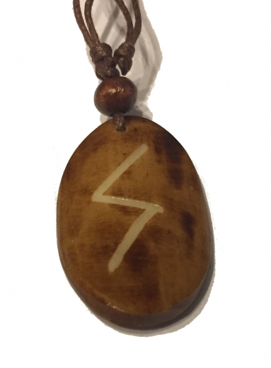 Sowilo Rune - Kettenanhänger aus Knochen (braun)