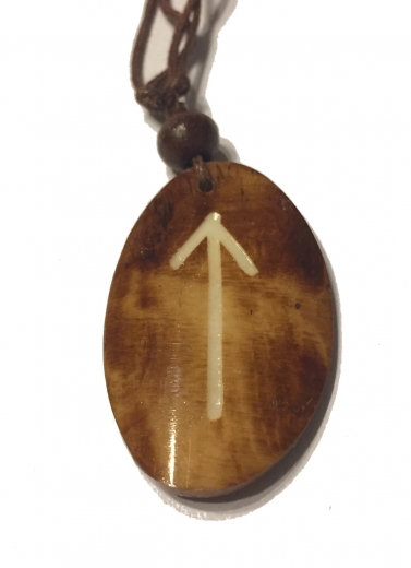 Tiwaz Rune - Kettenanhänger aus Knochen (braun)