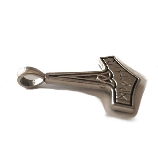 Thors Hammer mit Runen (Kettenanhänger in Silber)