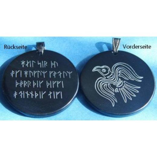 Runenamulett Rabenzauber - 2 seitig (Kettenanhänger aus Horn)
