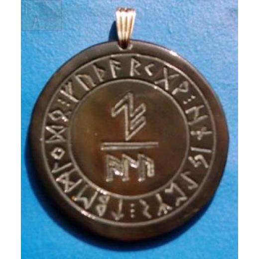 Schutzformel ALU im Runenkreis (Wasserbüffelhorn)