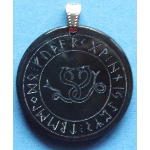 Celtic snake in the run-down circle (Pendant from horn)