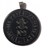 Amulett eines Kämpfers mit Schutzformel ALU (Kettenanhänger aus Horn)