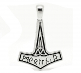 Thors Hammer mit Runen (Kettenanhänger in Silber)