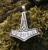 Thors hammer with runes (Pendant in silver)