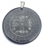 Mjolnir in the runes-circle (Pendant from horn)