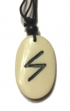 Sowilo Rune - Kettenanhänger aus Knochen (weiss)