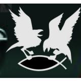 Raben greifen Fisch / Hugin und Munin (Autoaufkleber)