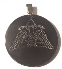 Odins Raben 2 - Hugin und Munin (Kettenanhänger aus Horn)