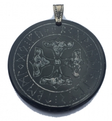 Mjolnir in the runes-circle (Pendant from horn)