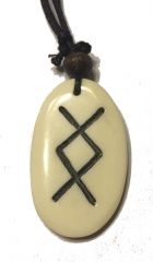 Ingwuz Rune - Kettenanhänger aus Knochen (weiss)
