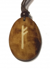 Fehu Rune - Kettenanhänger aus Knochen (braun)