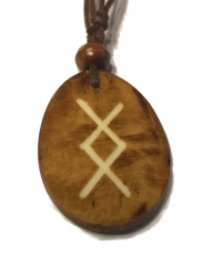 Ingwuz Rune - Kettenanhänger aus Knochen (braun)