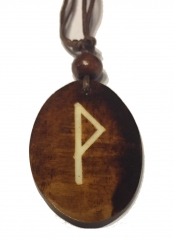 Wunjo Rune - Kettenanhänger aus Knochen (braun)