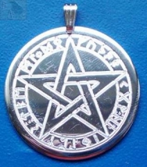 Pentagramm mit Runen (Kettenanhänger - Messing)