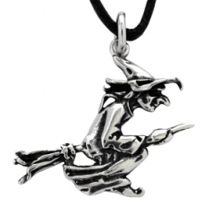 Fliegende Hexe - Kettenanhänger in silber