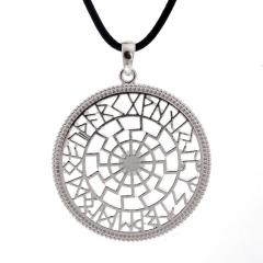 Black sun in rune circle (Pendant in silver)